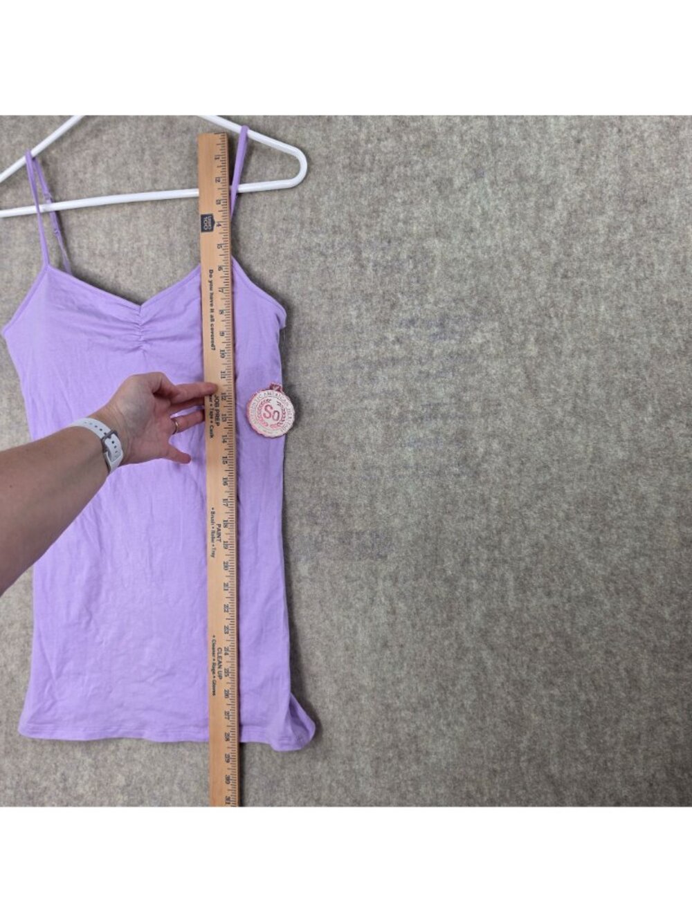 SO Womens Tunic Cami Lavender Purple Size L Cotton Blend Fitted Spaghetti Straps - Picture 6 of 7